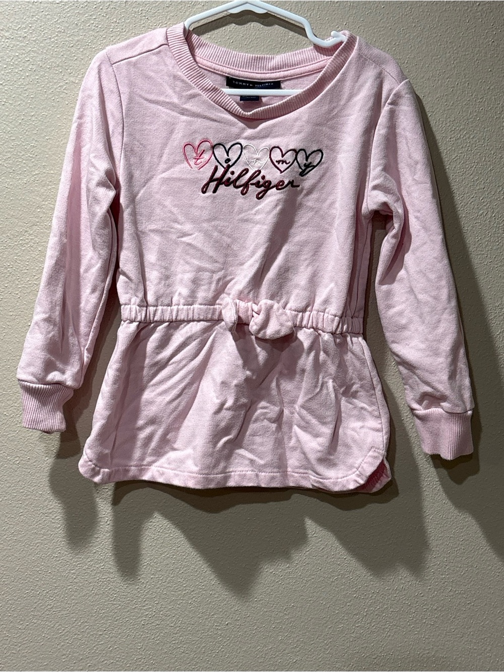 Tommy Hilfiger Light Pink Heart Logo Tie-Waist Sweatshirt